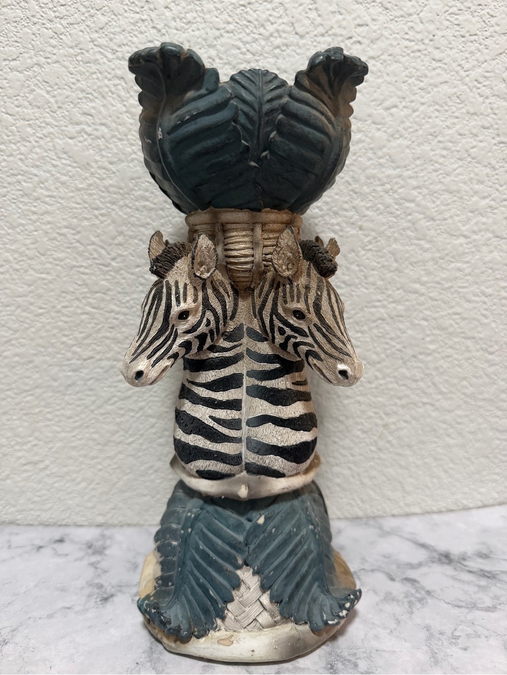 Vintage Zebra Head Resin Pedestal Candle Holder  Safari Jungle Decor  Y2K 10”